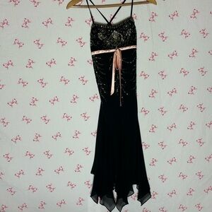 Sue Wong Black and Pink High Low Dress